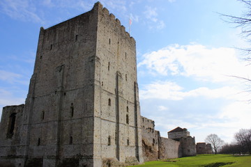 Fototapeta premium The ruins of an old medieval castle in portchester