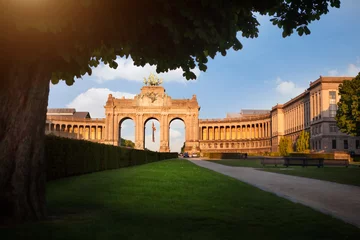 Wall murals Brussels The Triumphal Arch in Cinquantennaire Parc in Brussels , Belgium