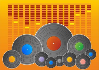 Music background with winyl and equalizer © arek84_84