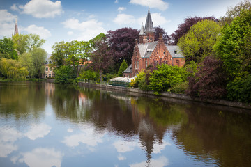 Spring landscape in Love lake - Bruges, Belgium