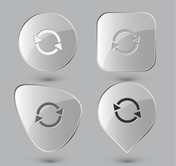 Recycle symbol. Glass buttons. Vector illustration.