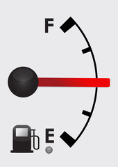 detailed gas tank, half full or half empty