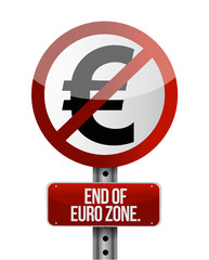 road traffic sign with a euro zone end