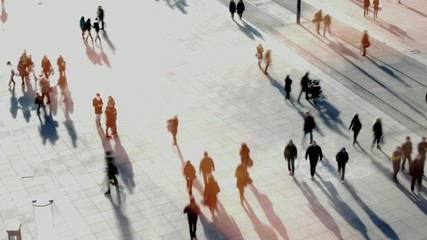 people on city street busy public place crowded HD