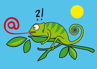 caméléon, @, web, arobase, mail, internet, réseau,