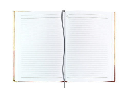 Open blank notebook with bookmark