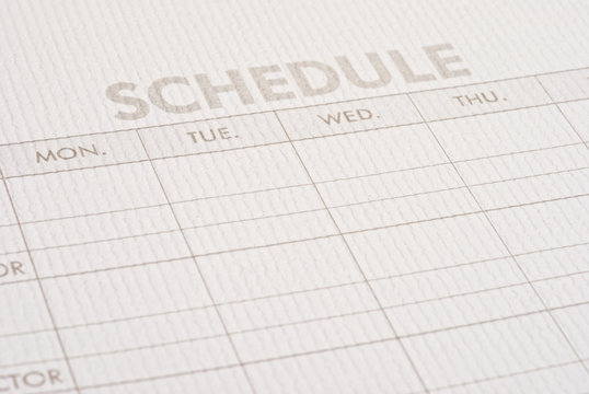 Close-up sheet schedule