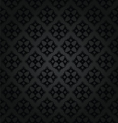 Seamless black floral wallpaper diamond pattern