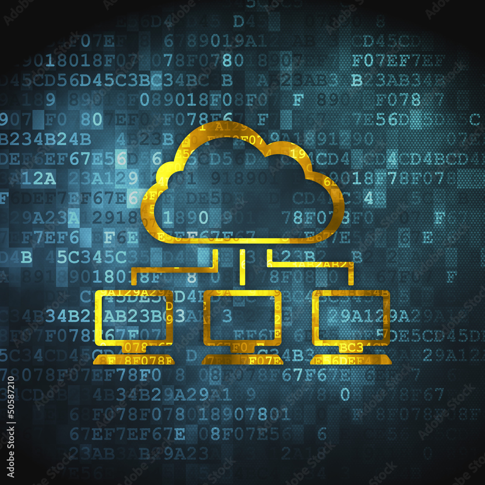 Aufkleber cloud computing concept: cloud network on digital background