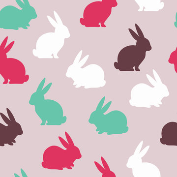 Fototapeta Wielkanocny bezszwowy wzór z ślicznymi królikami