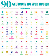 90 SEO Icons for Web Design - Simple Version