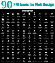 90 SEO Icons for Web Design - White Version