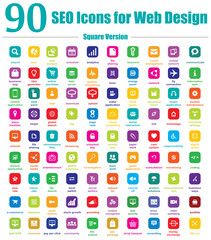 90 SEO Icons for Web Design - Square Version
