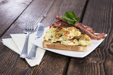 Portion of Scrambled Eggs with Bacon