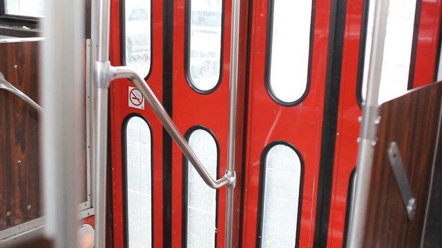 Streetcar doors. Toronto, Ontario, Canada.