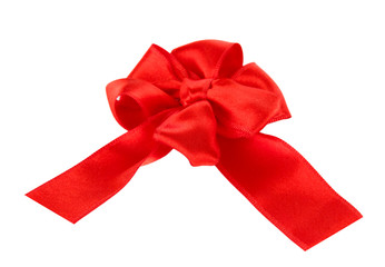 Red bow isolated on white