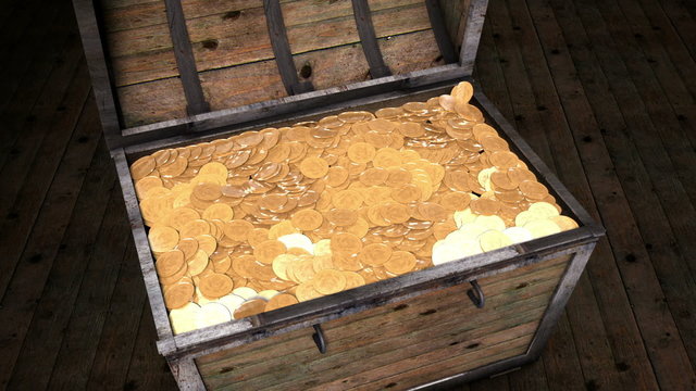 Treasure chest unlocked and filled with gold