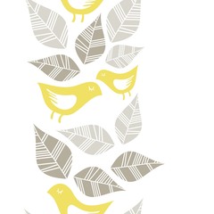 żółte ptaki wśród liści pionowy nieskończony border - obrazy, fototapety, plakaty