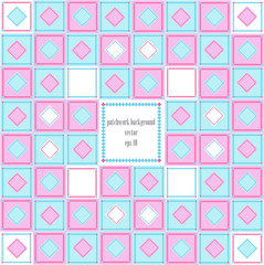 vintage vector patchwork frame in pink and blue