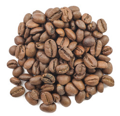 handful of coffee beans. isolated