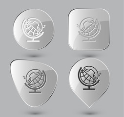Globe and handset. Glass buttons. Vector illustration.