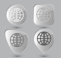 Globe. Glass buttons. Vector illustration.