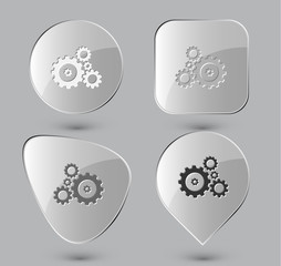 Gears. Glass buttons. Vector illustration.