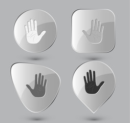 Obraz premium Stop hand. Glass buttons. Vector illustration.