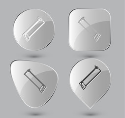Hacksaw. Glass buttons. Vector illustration.