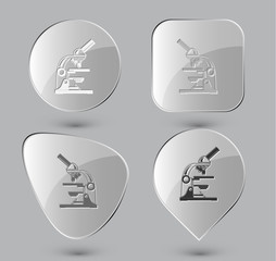 Lab microscope. Glass buttons. Vector illustration.