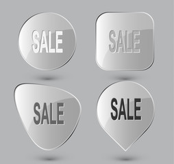 Sale. Glass buttons. Vector illustration.