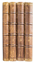 stack of old books isolated on white background
