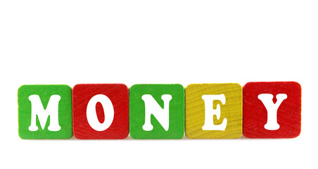 money - isolated text in wooden building blocks