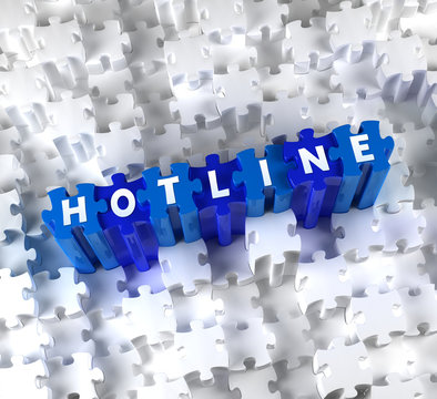 Creative 3D pieces of puzzle and word Hotline