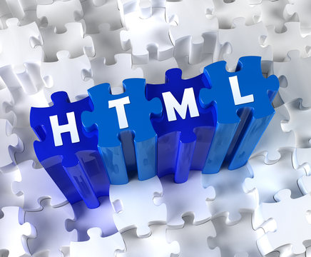 Creative 3D pieces of puzzle and word Html