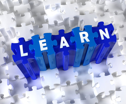 Creative 3D pieces of puzzle and word Learn