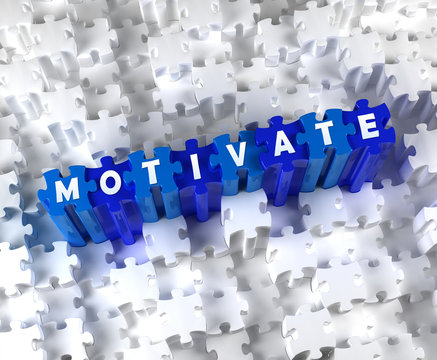 Creative 3D pieces of puzzle and word Motivate
