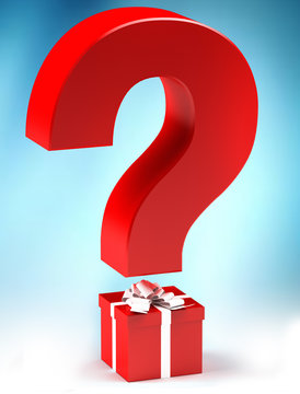 Gift with questionmark, surprise concept