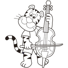 Cartoon Tiger Playing a Cello