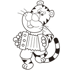 Cartoon Tiger Playing an Accordion