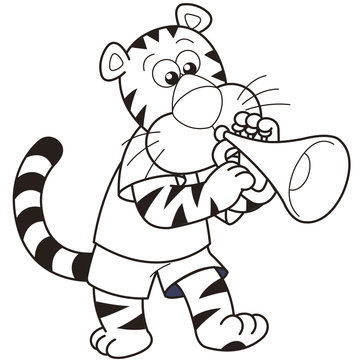 recommend clip art: Cartoon Tiger Playing a Trumpet