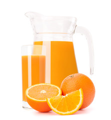 Orange fruit juice in glass jug