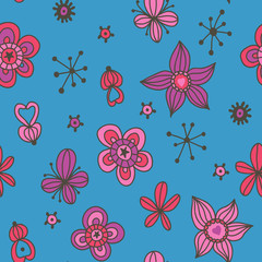 Fototapeta na wymiar Beautiful pattern with flowers and cute details