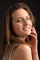 Fototapeta premium young beautiful woman studio isolated. Sensual model fashion pos