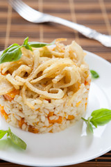 delicious risotto with onions and pumpkin