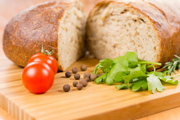 Wheat bread and herbs