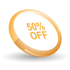 50% OFF. Vector icon.