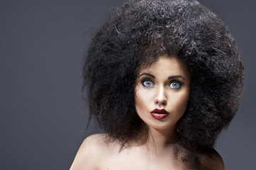 Beautiful woman with huge afro