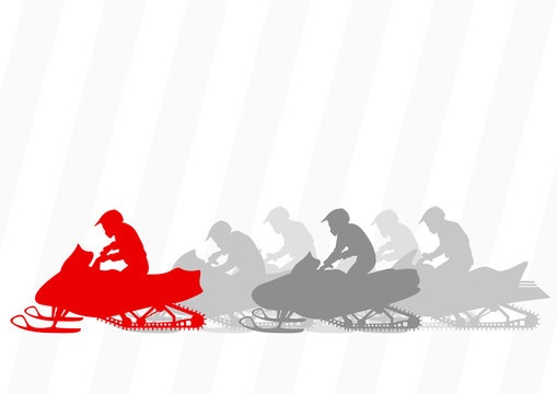 Snowmobile motorbike riders silhouettes illustration collection