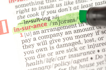 Insurance definition highlighted in green